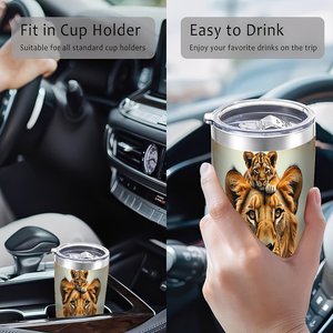 Double Silver Side 20oz Tumbler Rustproof Stainless Steel Vacuum Sealed <b>Reusable</b> Car Commuter <b>Cup</b> Custom Logo Wholesale - Product Image 4