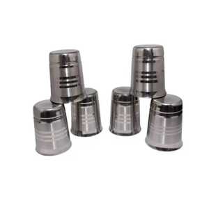 6 Pcs Pack Inverted Stainless Steel Glass Multi Ring Pattern Metal Drinking Tumbler <b>Reusable</b> Milk Juice Tapered <b>Cup</b> For Canteen - Product Image 1