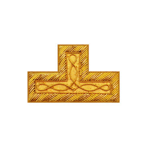 T Shape Custom Embroidered Rank Insignia Patch Masonic Regalia <b>Sew</b>-On Beads Fabric Golden Yellow Shoulder Gold Border OEM ODM - Product Image 1