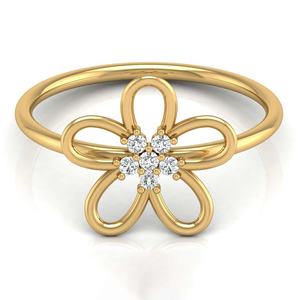 Handmade Flower Design VVS Diamond Round Shape Half Band Moissonite <b>Plain</b> Gold Finger <b>Ring</b> Unique Jewelry Customized Gold Items - Product Image 1