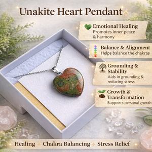 Collier pendentif cœur en Unakite naturelle, sculpté et poli, bijou en pierre de guérison pour l'équilibre émotionnel et l'harmonie des chakras au quotidien - Product Image 3