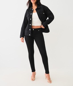 High Quality Casual Women Short Denim <b>Tops</b> <b>Coat</b> Blue Long Sleeve Plus Size Denim Jackets Stylish Outerwear Ripped Jacket - Product Image 2