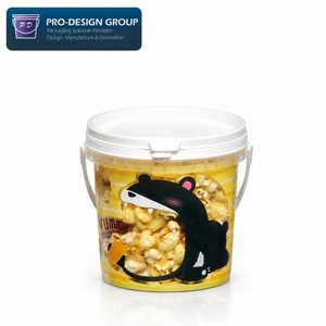 Cubo de Plástico de Grado Alimenticio de 2L, Transparente, para Palomitas, Divertido y Personalizable con Impresión IML, Contenedor de Snacks con Asa Portátil - Product Image 3