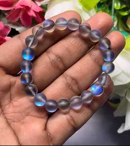 ลูกปัดมูนสโตนธรรมชาติทรงกลม 8 มม. ขัดเงาสีรุ้ง สำหรับทำสร้อยข้อมือ - Product Image 3