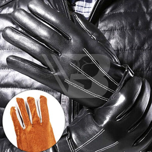 Customized <b>Black</b> <b>Touch</b> Screen Leather Driving Gloves for Casual Daily Use Outdoor Travel From Pakistan - Product Image 6