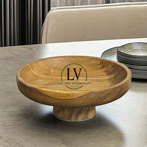 Bol à fruits en bois de haute qualité avec support pour articles de cuisine en gros pas cher fait à la main du Vietnam - Product Image 5