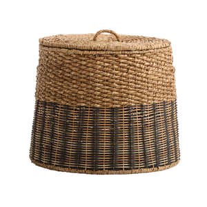 Stylish Natural And Green Rattan <b>Basket</b> <b>With</b> <b>Lid</b> Handmade Woven Storage Container Decorative Organizer For Organizing Home - Product Image 5