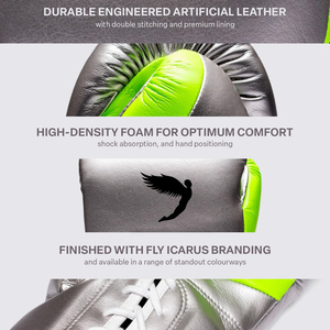 ถุงมือชกมวยพรีเมียม X Pro Fly หนังแท้ 100% ถุงมือชกมวยแบบผูกเชือก ป้องกันข้อมือ สำหรับฝึกซ้อมและใช้ในยิม - Product Image 2