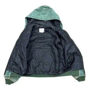 Blouson Bomber en Laine pour Homme, Style Moto, en Cuir PU, Fermeture Éclair, Décontracté, Grande Taille, Vert Délavé, Coupe Ample, Automne, Doublure en Polyester - Product Image 2