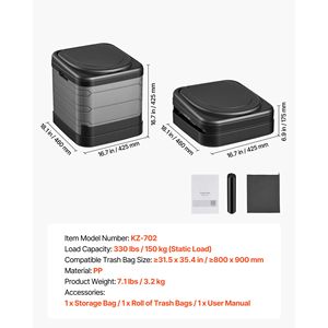 Inodoro Portátil Moderno para Camping, Capacidad de Carga de 330 Libras, Plegable, para Uso Adulto, con Bolsa de Transporte y Bolsas de Basura - Product Image 3