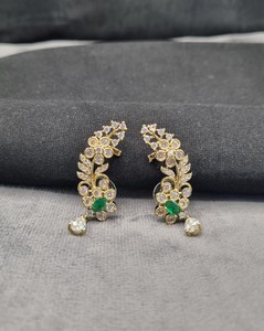 Pendientes de Oreja con Diseño de Hojas y Flores de Lujo, con Piedras Brillantes, Modernos y Elegantes, para Fiestas y Recepciones - Product Image 2