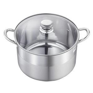 Pentola in Acciaio Inox da 12 Quarti con Coperchio in Vetro, Senza PFOA e PFAS, Compatibile con Fornelli a Gas, Disponibile nelle Misure 32cm e 40cm - Product Image 1
