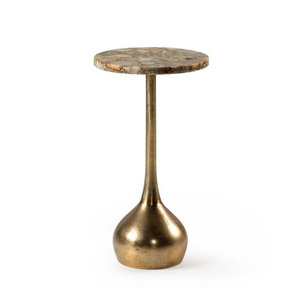 Table d'appoint moderne en aluminium finition or avec plateau en verre trempé, meuble décoratif pour la maison - Product Image 6