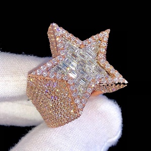 Hot Sale Hip-hop Rose Gold Star Iced 925 Sterling <b>Silver</b> IGI Certified Wedding <b>Ring</b> <b>for</b> Women <b>Men</b> - Product Image 2