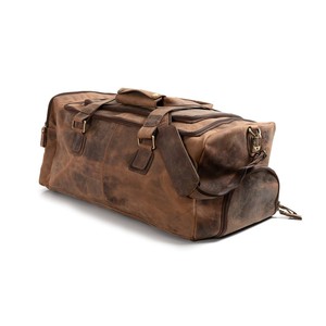 Handmade Custom Genuine Leather Durable Foldable Portable Waterproof Zipper Duffle Bag Unsex Luxury Crossbody Travel Weekend - Product Image 4