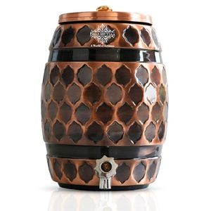 Distributeur d'eau chaude et froide en cuivre avec motif élégant, rechargeable par le haut, pour usage domestique - Product Image 1