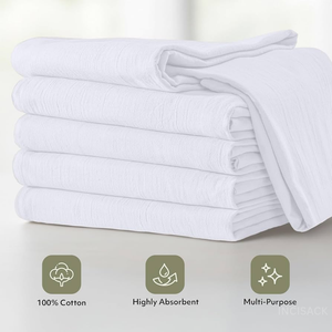 Serviettes de cuisine professionnelles en coton pour cuisinier, 28x28 pouces, résistantes, blanches, pour la préparation culinaire, pour chef, restaurant, restauration, vente en gros - Product Image 2