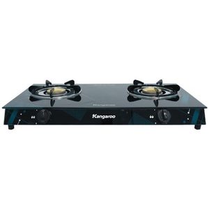 Cuisinière à gaz double brûleur KANGAROO, surface en verre, allumage électronique, fabriquée au Vietnam, pour hôtel et usage domestique, classe énergétique - Product Image 1