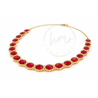 Magnifique Collier en Quartz Rubis Plaqué Or 18K, Sertissage Clos, Fait Main, Bijoux Ethniques de Créateur pour Mariage et Fêtes, Vente en Gros