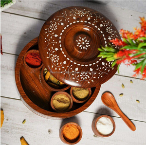 Boîte de rangement à épices en bois écologique de haute qualité avec logo et forme personnalisés - Artisanat indien - Grossiste - Product Image 1