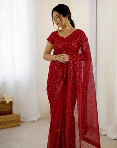 Indian Traditional Ethnic Partywear <b>Saree</b> with Sequins Work for Wedding Occasion and Festive Function for Women Fancy Outfit - Product Image 1