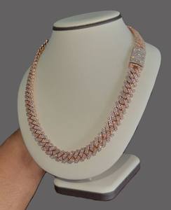 12mm Iced Miami Cuban Link Chains Rose Gold Plated 925 Sterling <b>Silver</b> for Certified VVS Real Moissanite Unisex Gift Necklaces - Product Image 2