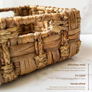 Panier carré en jacinthe d'eau avec structure en fer, fait main, panier de rangement, vente en gros, écologique, fabriqué au Vietnam - Product Image 4