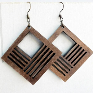 Superior Quality Eco-Friendly Hand Carved Silk Screen Printed Wood Earrings Fashion Art <b>Key</b> <b>Chains</b> Hot Selling - Product Image 4