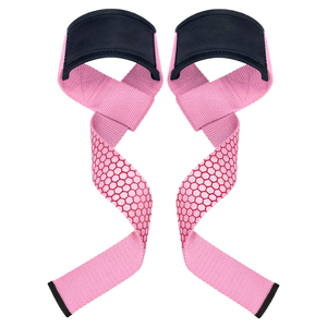 Sangles de maintien ajustables en coton de qualité supérieure, antidérapantes, rembourrées roses, pour hommes et femmes, pour la musculation et l'entraînement en salle de sport - Product Image 6