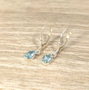 Boucles d'oreilles en apatite naturelle, argent sterling 925, pierre précieuse bleue, sertissage à griffes, bijoux faits à la main, cadeau pour femme - Product Image 6