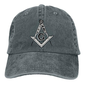 Gorra de Béisbol de Mezclilla Personalizada de la Francmasonería Blue Lodge con Logotipo G de Compás Cuadrado Bordado en Dorado - Product Image 3