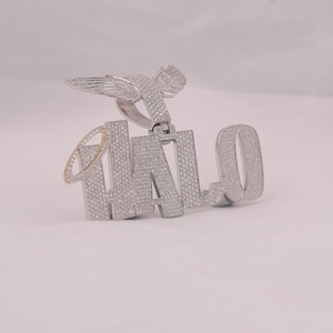 Collar con Colgante de Letra HALO Personalizado con Alas de Ángel, Chapado en Plata 925, con Incrustaciones de Moissanita, Joyería Hip Hop de Lujo, Collar con Nombre Brillante - Product Image 3