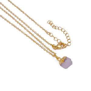 Collar Ajustable de Cuarzo Rosa Natural con Baño de Oro Rosa para Mujer, 18+2 Pulgadas de Largo - Product Image 2