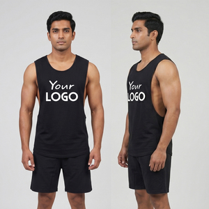 Camiseta Deportiva Personalizada de Color Sólido, Estilo Casual, con Logo, Sin Mangas, para Gimnasio, Fitness, de Algodón/Fibra de Bambú, Tejida - Product Image 1
