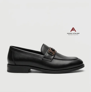 Mocasines sin cordones para hombre con elegante hebilla metálica, punta redonda, zapatos de vestir formales de lujo para oficina y fiestas - Product Image 3