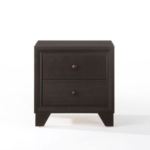 Comodino in Legno Stile Casual per Camera da Letto, 1 Pezzo, Finitura Espresso, 2 Cassetti - Product Image 2