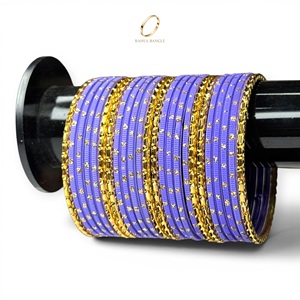 Nuevo Diseño Moderno, Brazaletes de Acero Inoxidable con Cristales Chapados en Oro Morado para Niñas, Conjunto de Joyería India para Fiestas y Bodas - Product Image 6