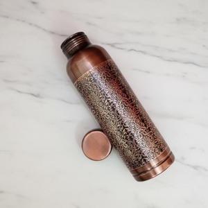 Premium Pure Copper <b>Water</b> <b>Bottle</b> With Leakproof Lid Reusable Drinking <b>Bottle</b> For Home Office <b>Gym</b> Travel Wellness - Product Image 1