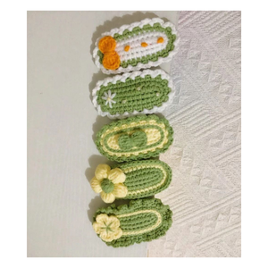 <b>Beginner</b> Crochet Hair Clip Kit Soft Acrylic Yarn Floral Pattern DIY <b>Knitting</b> <b>Set</b> Assorted Colors 3-14 Years Easy Hair - Product Image 2