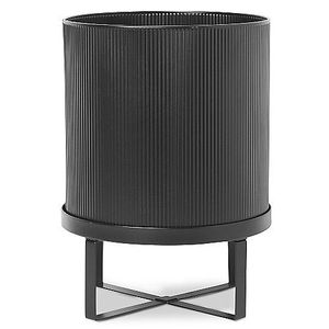 Linea Exports Inc Ensemble de 2 jardinières en métal avec support noir thermolaqué, différentes tailles, forme ronde, jardinières en métal pour fleurs - Product Image 1