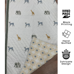 Juego de edredón para bebé ecológico, premium, reversible, con estampado floral, 100% algodón, hecho a mano en India, ideal para regalo, 60x40 pulgadas, hipoalergénico. - Product Image 2