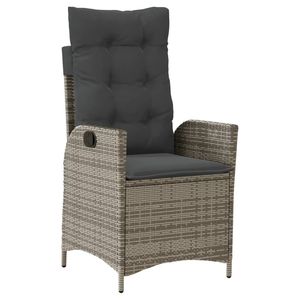 Gray Poly <b>Rattan</b> <b>Reclining</b> Patio <b>Chair</b> with Cushions - Product Image 2