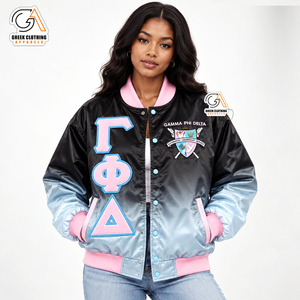 Vêtements grecs en gros pour femmes, Gamma Phi Delta, broderie matelassée, manches longues, fermeture éclair, automne - Product Image 2
