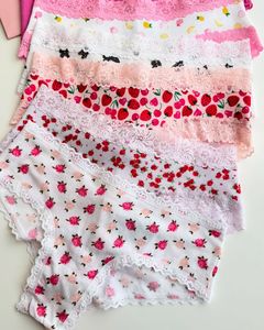 Braguitas de Algodón 100% de Tiro Medio con Estampado Floral y Ribete de Encaje para Mujer, Transpirables, Bajo MOQ, Venta al por Mayor Directa de Fábrica, Marca Global - Product Image 1
