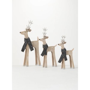 Ensemble de figurines de rennes en bois faites à la main, accent décoratif de vacances, parfait pour le salon et la présentation sur étagère, en provenance d'Inde - Product Image 2