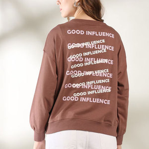 Sweat-shirt à capuche oversize pour femme Good Influence, manches longues, tricoté en polyester/coton, style streetwear, écologique, automne - Product Image 4