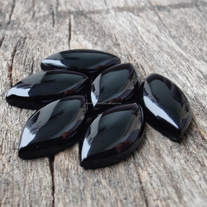 High Quality Natural Black Onyx Marquise Shape Cabochon Flat Back Calibrated Loose Wholesale Third Party Certified - Product Image 3