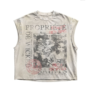 Conjunto de Ropa Urbana para Hombre, Estilo Vintage, 100% Algodón Grueso, con Estampado de Serigrafía Personalizado, Diseño Desgastado, Premium, a la Moda, para Verano - Product Image 4