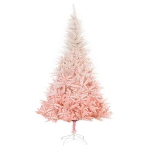6ft Unlit Realistic Branches Spruce Artificial Christmas <b>Tree</b> with 800 Pink Tips Foldable Iron PE PVC <b>Tabletop</b> Base - Product Image 1