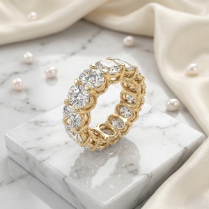 2.30CTW Lab Grown Oval Cut Prong <b>Set</b> Vintage 10K <b>Gold</b> for Certified Eternity <b>Ring</b> - Product Image 2